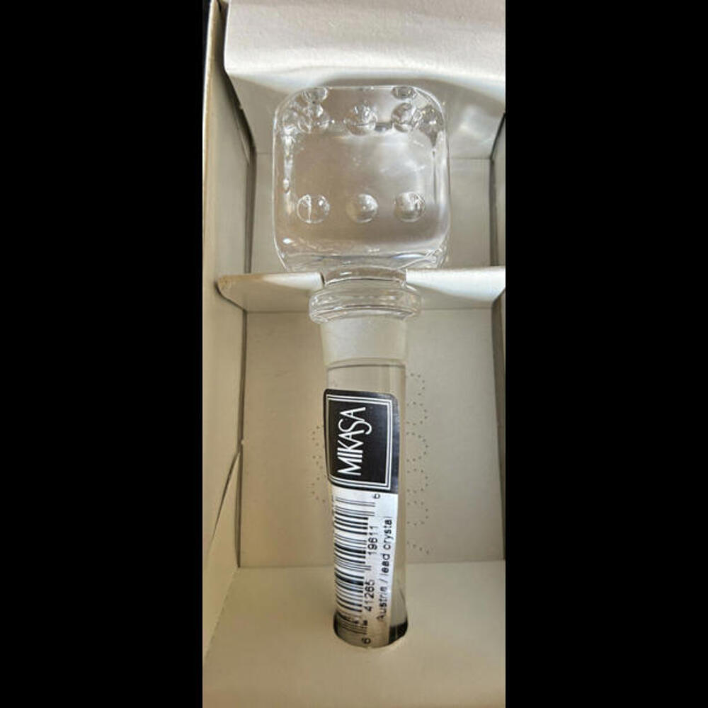 🌼1 Mikassa Clear Dice Bottle Stopper New In Box Great Gift 🎁